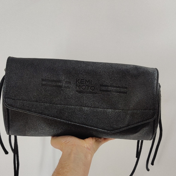 Kemi Moto Barrel Clutch Black Zip Hook And Loop Closure Tassel Detail - Picture 1 of 6